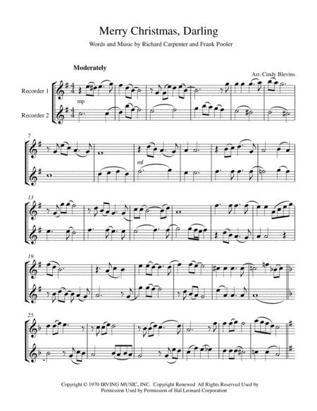 Merry Christmas Darling Recorder Duet Page 2