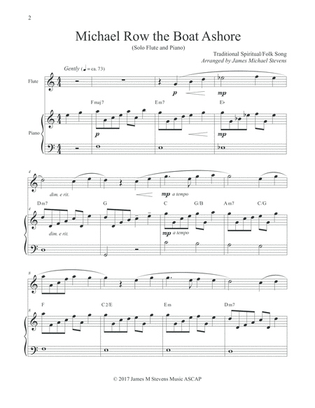 Michael Row The Boat Ashore Flute Piano Page 2