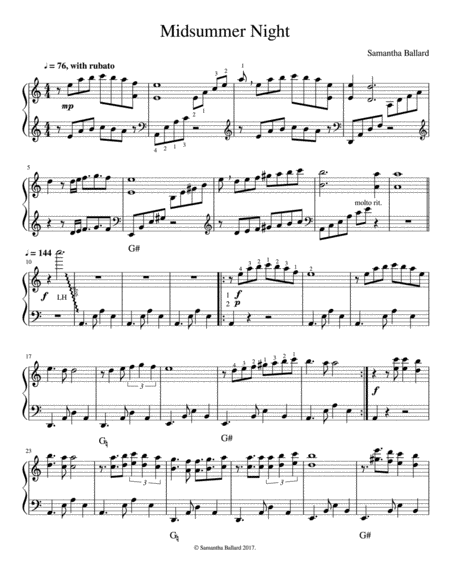 Midsummer Night Harp Solo By Samantha Ballard Page 2