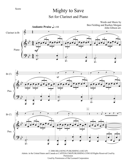 Mighty To Save For Clarinet And Piano Page 2