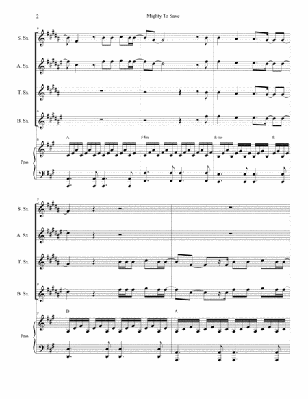 Mighty To Save For Saxophone Quartet Page 2