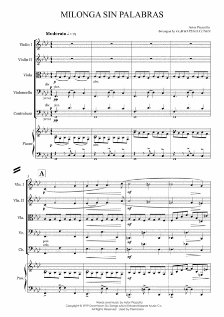 Milonga Sin Palabras For String Orchestra And Piano Accompaniment Page 2