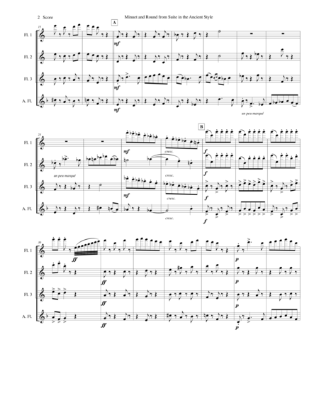 Minuet And Round From D Indy Suite In The Ancient Style Set For Flute Quartet Page 2