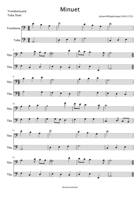 Minuet In A Minor Johann Philipp Krieger Trombone And Tuba Duet Page 2