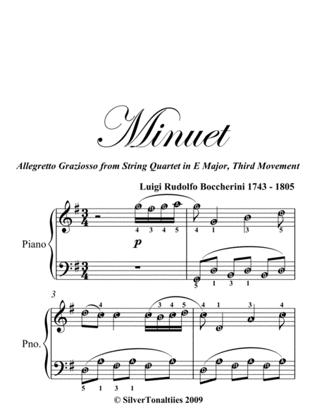 Minuet In E Major Third Movement Easy Piano Sheet Music Page 2