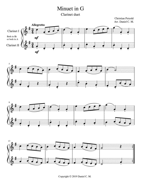 Minuet In G Clarinet Duet Page 2