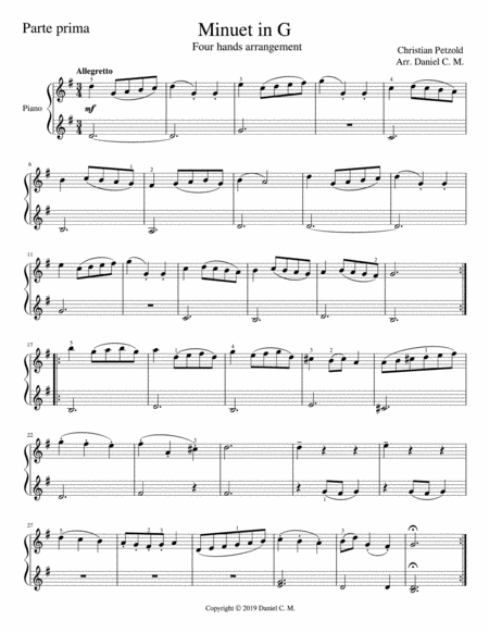 Minuet In G For Piano Duet Page 2