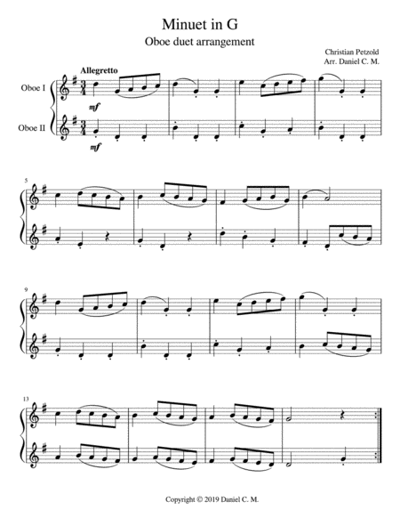 Minuet In G Oboe Duet Page 2