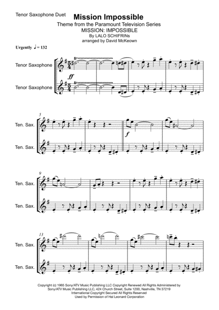 Mission Impossible Duet For Two Tenor Saxophones Page 2