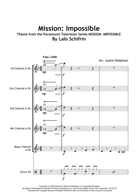 Mission Impossible Theme From The Paramount Television Series Mission Impossible Clarinet Quintet Page 2