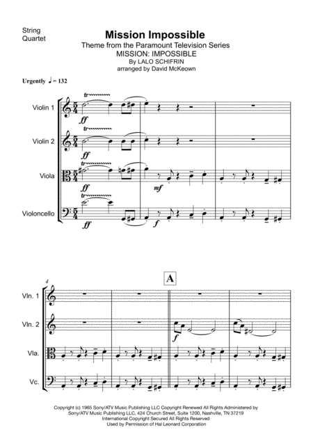 Mission Impossible Theme String Quartet Page 2