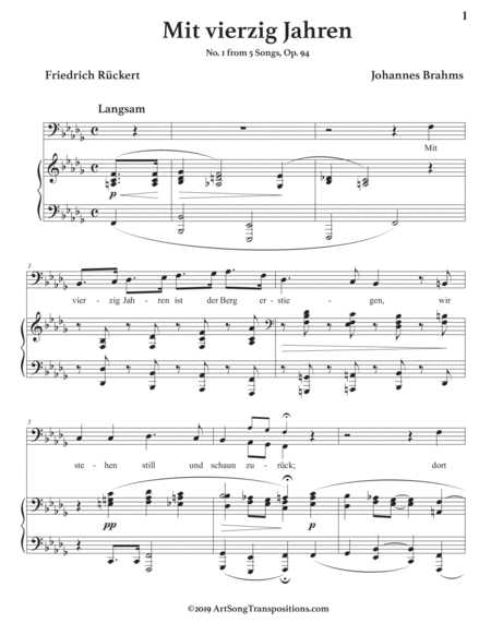 Mit Vierzig Jahren Op 94 No 1 Transposed To B Flat Minor Bass Clef Page 2