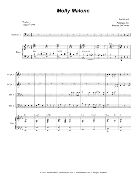 Molly Malone For Brass Quartet And Piano Alternate Version Page 2
