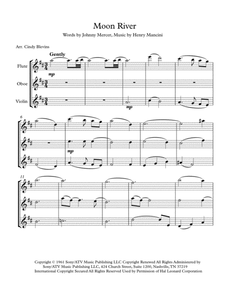Moon River Arranged For Flute Oboe And Violin Page 2