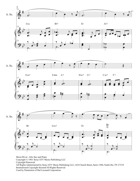 Moon River Duet Alto Sax And Piano Score And Parts Page 2