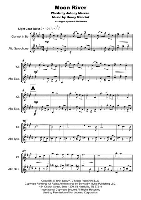Moon River Duet For Clarinet And Alto Saxophone Page 2