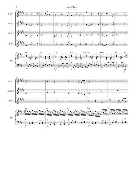 Moon River For Clarinet Choir And Piano Page 2