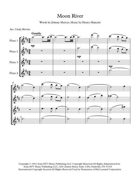 Moon River For Flute Quartet Page 2