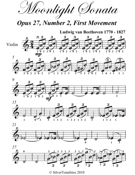 Moonlight Sonata First Movement Easy Violin Sheet Music Page 2