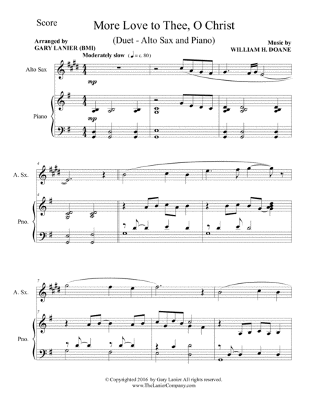 More Love To Thee O Christ Duet Alto Sax Piano With Parts Page 2