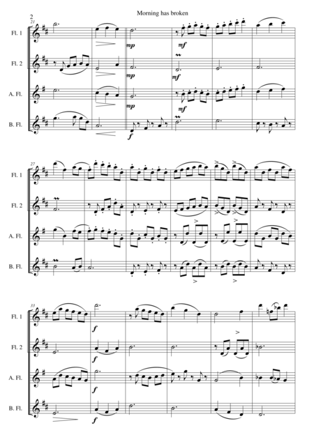 Morning Has Broken Bunessan For Flute Quartet Page 2