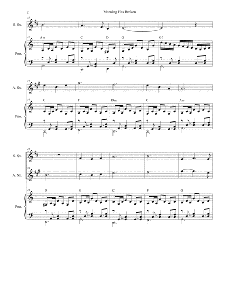 Morning Has Broken Duet For Soprano And Alto Saxophone Page 2