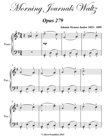 Morning Journals Opus 279 Easy Piano Sheet Music Page 2