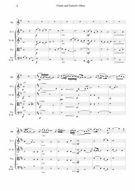 Morricone Climb And Gabriels Oboe From The Mission Soundtrack For Oboe Or Flute And String Quartet Or Orchestra Page 2