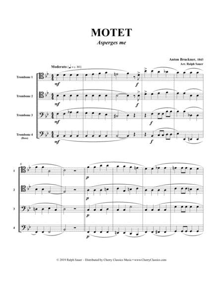 Motet Asperges Me For 4 Part Trombone Quartet Ensemble Page 2