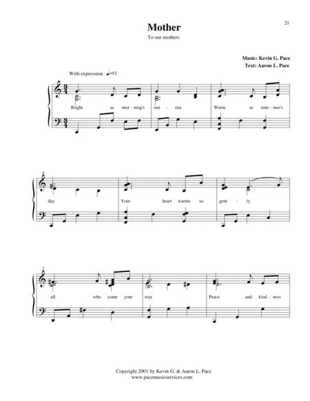 Mother Original Piano Solo Song Page 2