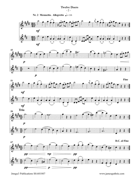 Mozart 12 Duets K 487 For Clarinet Violin Page 2