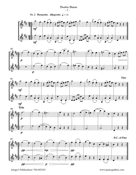 Mozart 12 Duets K 487 For Trumpet Duo Page 2