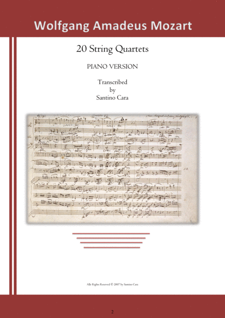 Mozart 20 String Quartets Piano Version Page 2