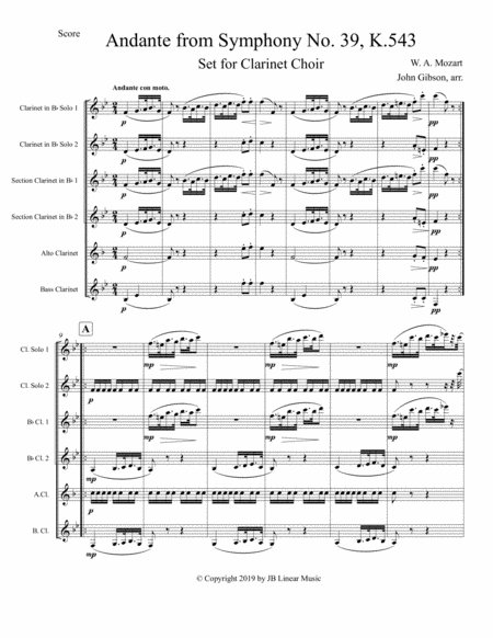 Mozart Andante From Symphony 39 Set For Clarinet Choir Page 2