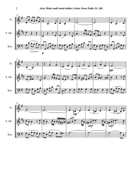 Mozart Aria Ruhe Sanft Mein Holdes Leben For Flute Clarinet Bassoon Page 2