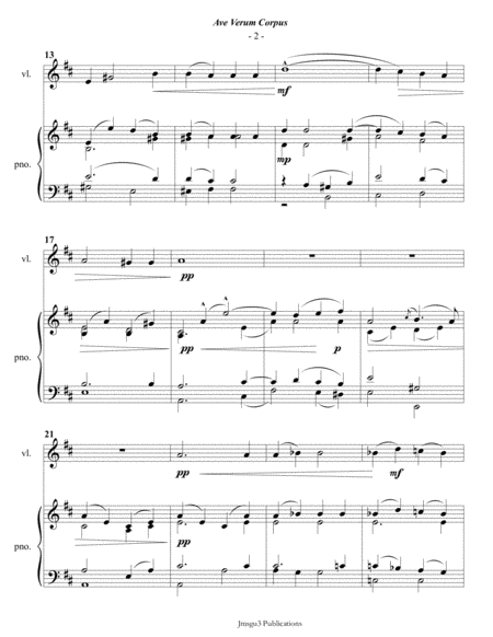 Mozart Ave Verum Corpus For Violin Piano Page 2