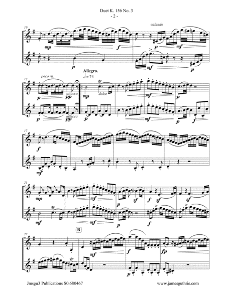 Mozart Duet K 156 No 3 For Bass Clarinet Duo Page 2