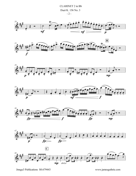 Mozart Duet K 156 No 3 For Clarinet Duo Page 2