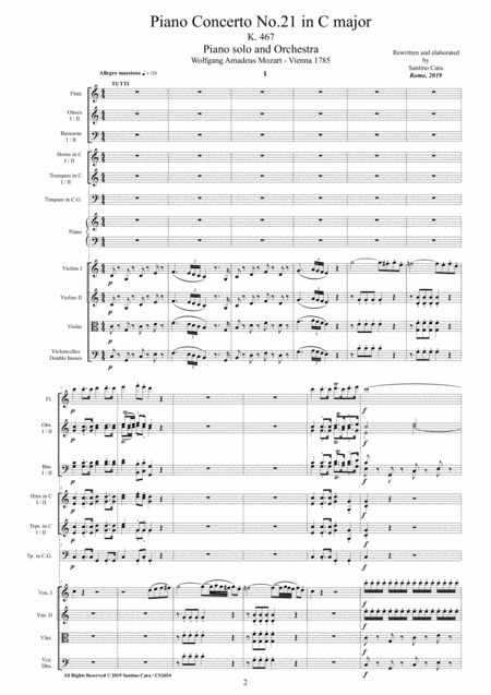 Mozart Piano Concerto No 21 In C Major K 467 For Piano Solo And Orchestra Score And Parts Page 2