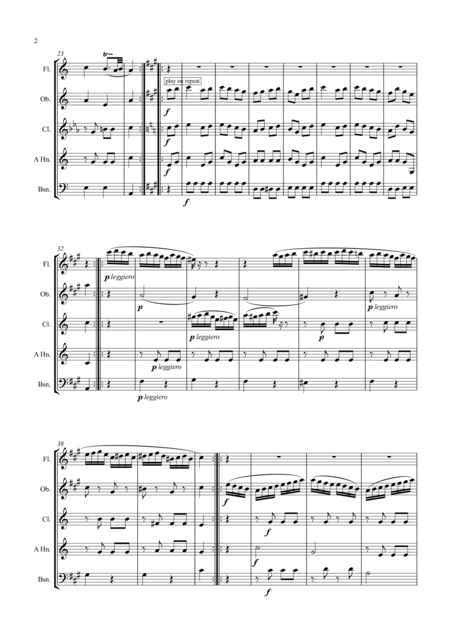 Mozart Piano Sonata No 11 In A K331 Mvt Iii Rondo Alla Turca Turkish March Wind Quintet Page 2