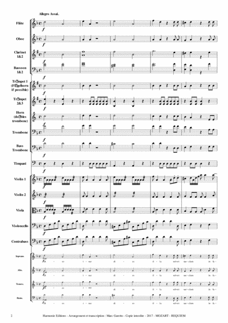 Mozart Requiem K 626 Dies Irae Full Orchestra Score Parts Page 2