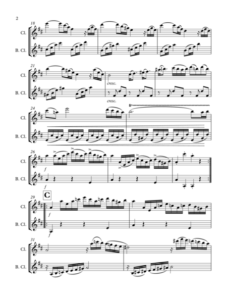Mozart Sonata No 15 Allegro Clarinet Bass Clarinet Duet Page 2