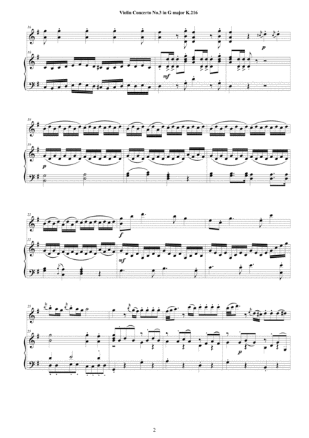 Mozart Violin Concerto No 3 In G Major K 216 For Violin And Piano Score And Part Page 2