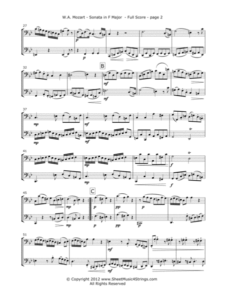 Mozart W Sonata In F Mvt 1 For Two Cellos Page 2