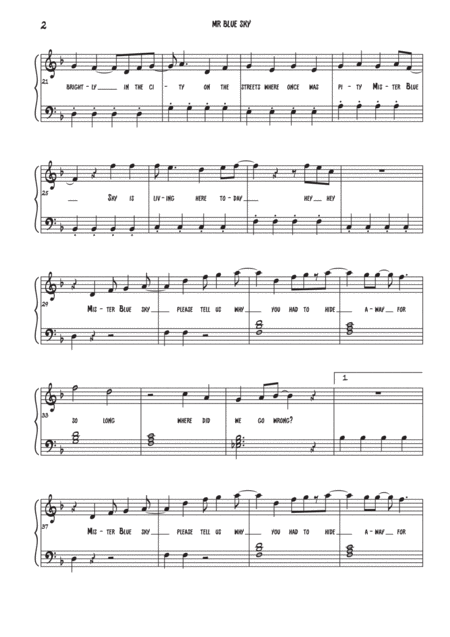 Mr Blue Sky Easy Piano Page 2