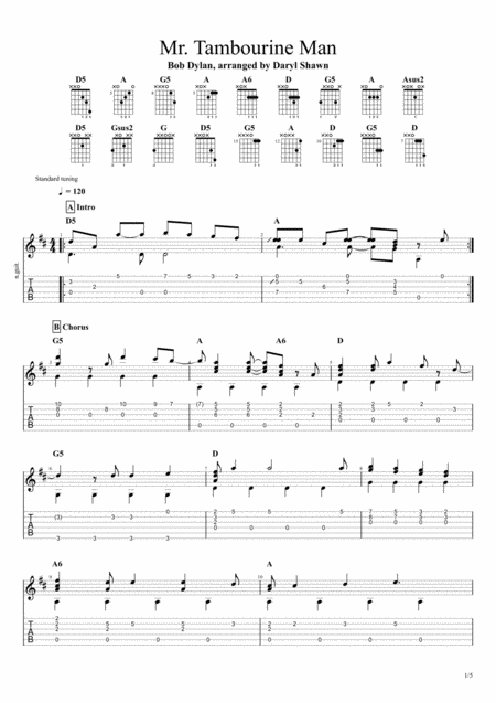 Mr Tambourine Man For Solo Fingerstyle Guitar Page 2