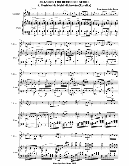 Ms Ku Na Nebi Hlubokm From Rusalka Arranged For Descant Recorder Page 2