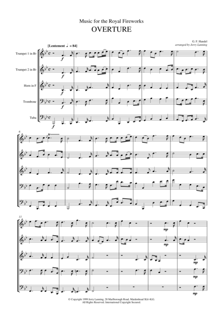 Music For The Royal Fireworks Overture Brass Quintet Page 2