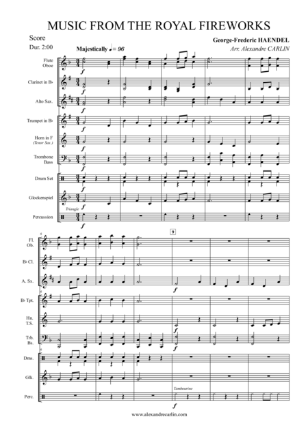 Music From The Royal Fireworks By Haendel For Beginning Band Score Parts Page 2
