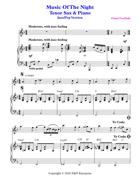 Music Of The Night For Tenor Sax And Piano Video Page 2